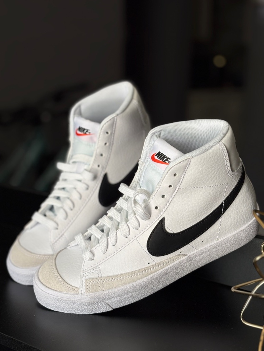 Nike Kids White and Black High-Top Sneakers